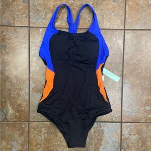 Black and Blue Period One-Piece Swimsuit